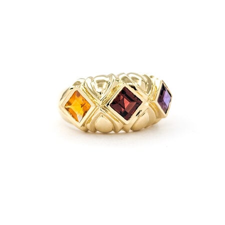 Ring .90ct Step Cut Square Garnet 1.08ct Amethyst 1.05ct Citrine14ky 224050152