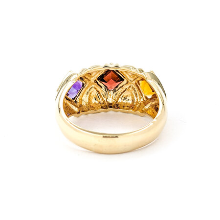 Ring .90ct Step Cut Square Garnet 1.08ct Amethyst 1.05ct Citrine14ky 224050152