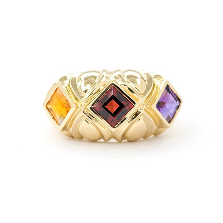 Ring .90ct Step Cut Square Garnet 1.08ct Amethyst 1.05ct Citrine14ky 224050152