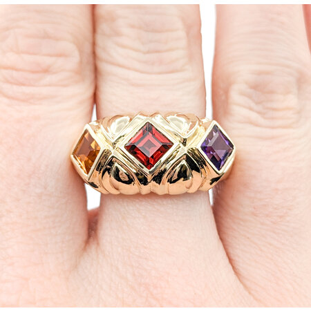 Ring .90ct Step Cut Square Garnet 1.08ct Amethyst 1.05ct Citrine14ky 224050152