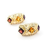 Earrings 1.70ctw Step Cut Square Garnets Friction Back 2.00ctw Amethysts 1.95ctw Citrines 23x12 14ky 224054151