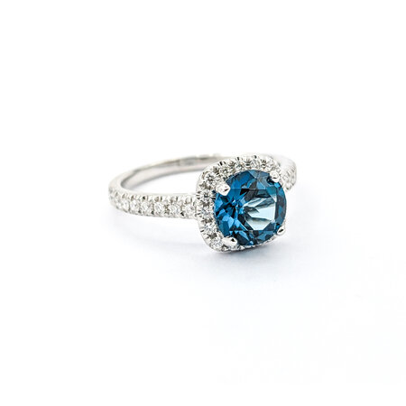 Ring .25ctw Round Diamonds 1.58ct London Blue Topaz 18kw sz6 124040186