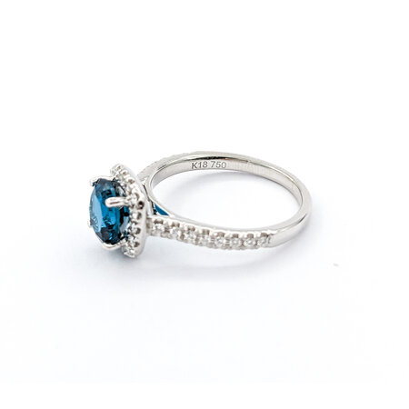 Ring .25ctw Round Diamonds 1.58ct London Blue Topaz 18kw sz6 124040186