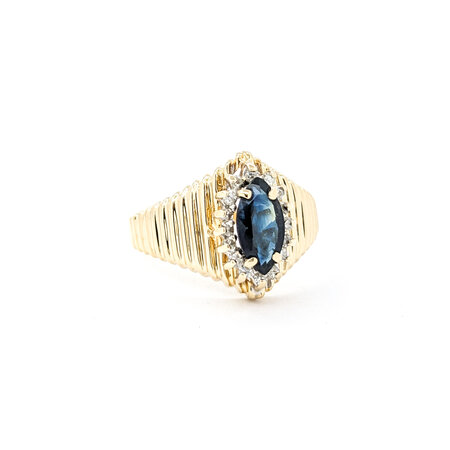 Ring 1980's .08ctw Single Cut Diamonds .78ct Sapphire 14ky 224050151