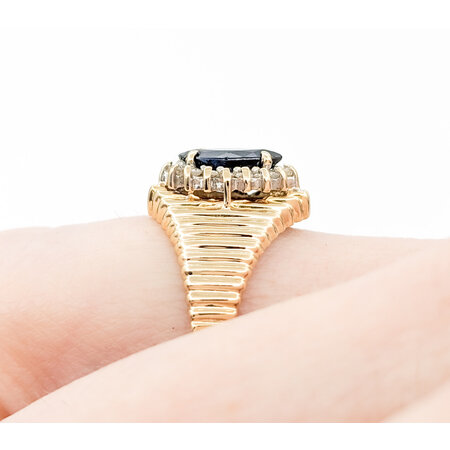 Ring 1980's .08ctw Single Cut Diamonds .78ct Sapphire 14ky 224050151