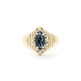  Ring 1980's .08ctw Single Cut Diamonds .78ct Sapphire 14ky 224050151