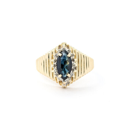 Ring 1980's .08ctw Single Cut Diamonds .78ct Sapphire 14ky 224050151