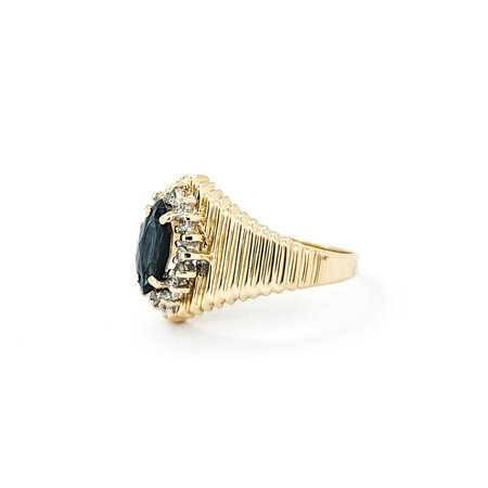 Ring 1980's .08ctw Single Cut Diamonds .78ct Sapphire 14ky 224050151