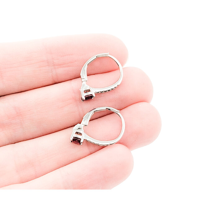 Earrings .07ctw Round Diamonds Leverback .60ctw Ruby .6x.15" 14kw 124044183