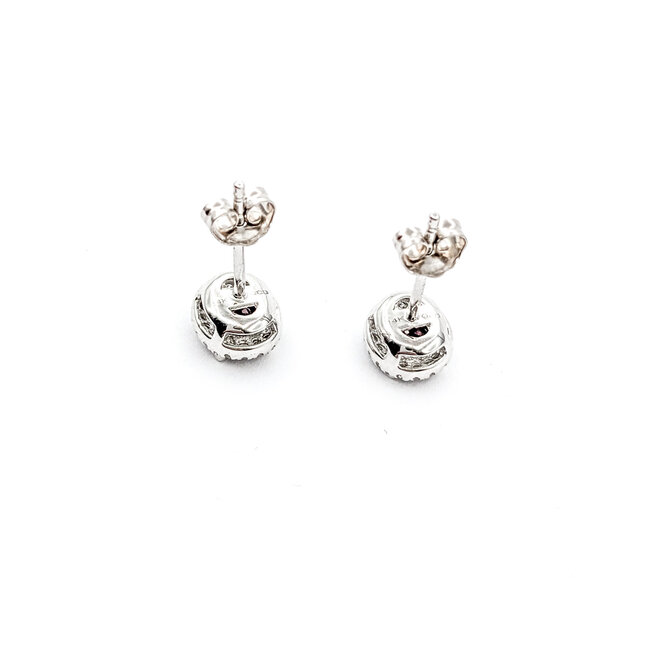 Earrings .10ctw Round Diamonds Stud .88ctw Ruby 7x6mm 14kw 124044166