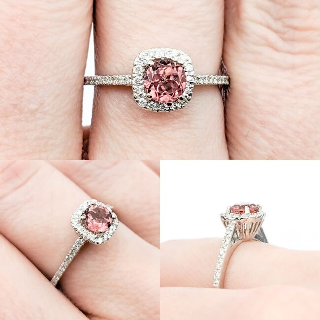 Ring .20ctw Round Diamonds .51ct Pink Tourmaline 14kw sz6.5 124040183