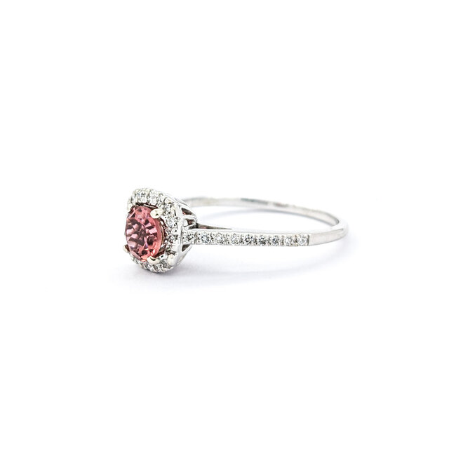 Ring .20ctw Round Diamonds .51ct Pink Tourmaline 14kw sz6.5 124040183