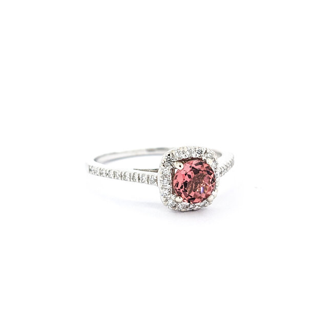 Ring .20ctw Round Diamonds .51ct Pink Tourmaline 14kw sz6.5 124040183