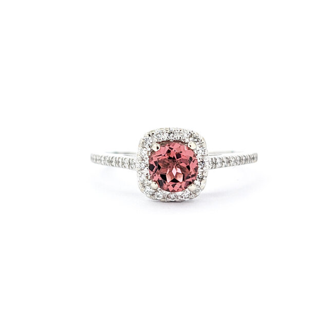Ring .20ctw Round Diamonds .51ct Pink Tourmaline 14kw sz6.5 124040183