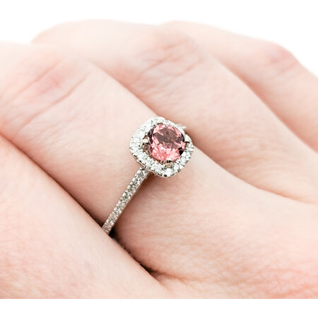 Ring .20ctw Round Diamonds .51ct Pink Tourmaline 14kw sz6.5 124040183