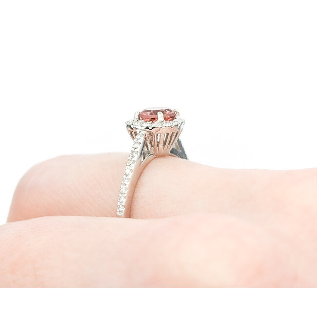 Ring .20ctw Round Diamonds .51ct Pink Tourmaline 14kw sz6.5 124040183