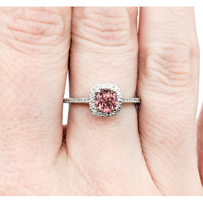 Ring .20ctw Round Diamonds .51ct Pink Tourmaline 14kw sz6.5 124040183