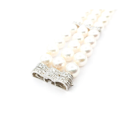Bracelet 1.0ctw Round Diamonds 7mm Pearls 18kw 7" 223010063