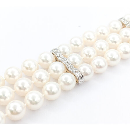Bracelet 1.0ctw Round Diamonds 7mm Pearls 18kw 7" 223010063