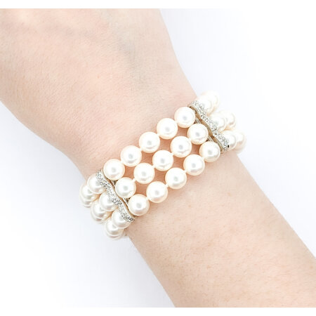 Bracelet 1.0ctw Round Diamonds 7mm Pearls 18kw 7" 223010063