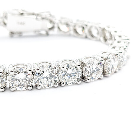 Bracelet Tennis 28.5ctw Round Lab Grown Diamonds 4 Prong 14kw 7" 6.5mm 224053003
