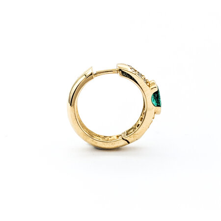 Earrings Hoop .36ctw Round Diamonds Pave .90ctw Emeralds 5x18mm 14ky 224054155