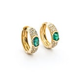  Earrings Hoop .36ctw Round Diamonds Pave .90ctw Emeralds 5x18mm 14ky 224054155