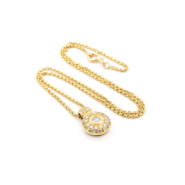 Pendant Pave Circle .50ctw Round Diamonds 16x12mm 14ky 16"" 224051008