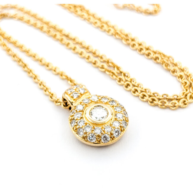 Pendant Pave Circle .50ctw Round Diamonds 16x12mm 14ky 16"" 224051008