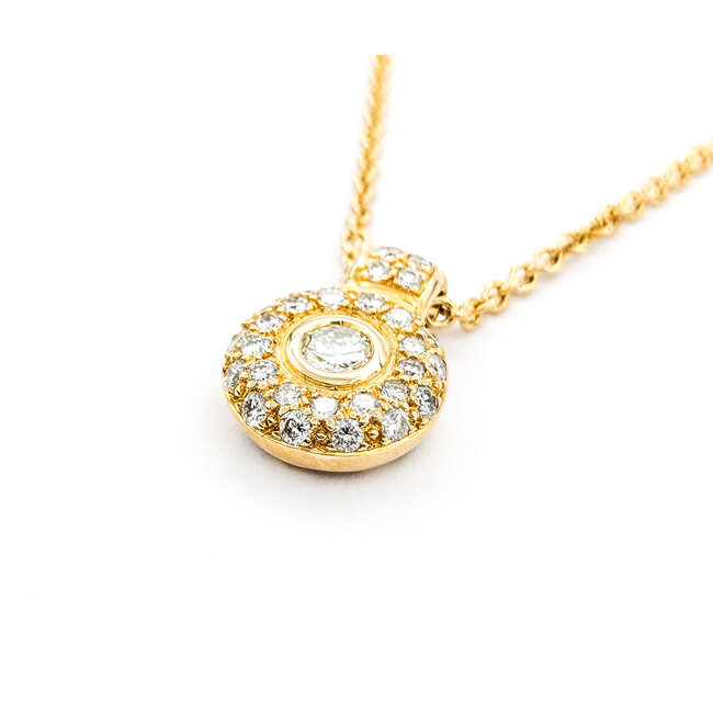 Pendant Pave Circle .50ctw Round Diamonds 16x12mm 14ky 16"" 224051008