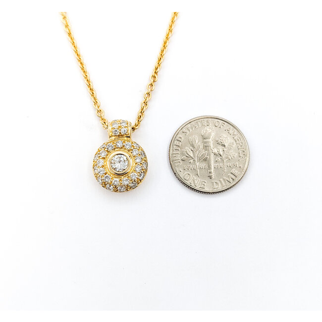 Pendant Pave Circle .50ctw Round Diamonds 16x12mm 14ky 16"" 224051008