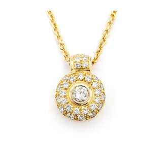 Pendant Pave Circle .50ctw Round Diamonds 16x12mm 14ky 16"" 224051008