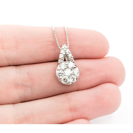 Pendant Cocktail .75ctw Round Diamonds 16.5x9.5mm 14kw 18"" 224051003