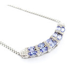  Necklace .12ctw Round Diamonds Curved Bar 2.25ctw Tanzanite 14kw 17.5"" mm 224052252