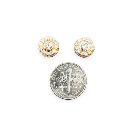 Earrings Stud .60ctw Round Diamonds Pave Circles 10mm 14kw 224054005