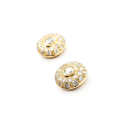 Earrings Stud .60ctw Round Diamonds Pave Circles 10mm 14kw 224054005