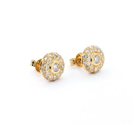 Earrings Stud .60ctw Round Diamonds Pave Circles 10mm 14kw 224054005