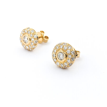 Earrings Stud .60ctw Round Diamonds Pave Circles 10mm 14kw 224054005