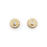  Earrings Stud .60ctw Round Diamonds Pave Circles 10mm 14kw 224054005
