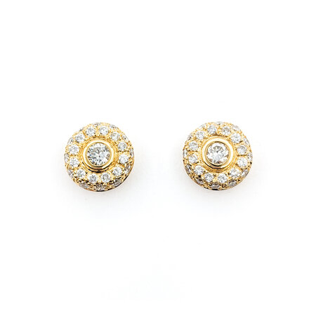 Earrings Stud .60ctw Round Diamonds Pave Circles 10mm 14kw 224054005