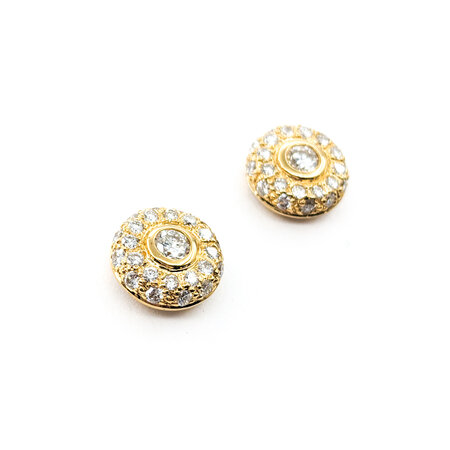 Earrings Stud .60ctw Round Diamonds Pave Circles 10mm 14kw 224054005