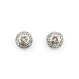  Earrings Stud .30ctw Round Diamonds Halo 10.3mm 14kw 224054004