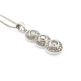  Pendant 3-Staion Drop Halo SS Chain .50ctw Round Diamonds 39x9mm 14kw/SS 18"" 224051003