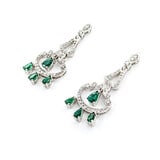  Earrings Chandelier .30ctw Round Diamonds Friction Back 2.08ctw Emeralds 45x17mm 14kw 224054153