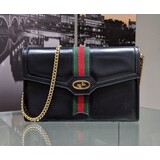  Handbag Gucci Sherry Line Black Leather Gold Chain 124055078