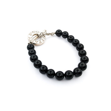 Bracelet Tiffany 8mm Round Onyx SS Beads 7" mm 224053900