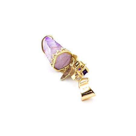 Pendant Hand Made 14ct Natural Crystal Amethyst .55ct Amethyst 50x12mm 14ky " 224051254