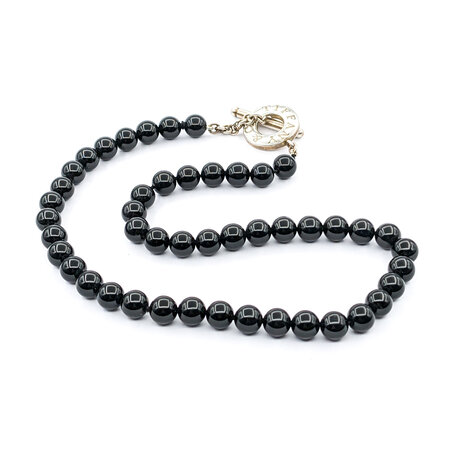 Necklace Tiffany 8mm Round Onyx Beads SS 17" mm 224052900