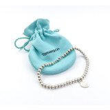  Bracelet Tiffany 4mm Ball w/Heart Charm SS 7.5" 4mm 224053904