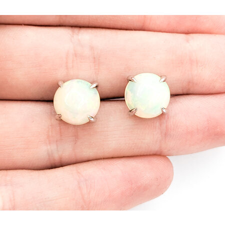 Earrings 9ctw Cabochon Opal 14kw 10.35x10.35mm 123050084